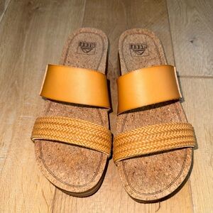 Reef Tan and Cork Slide Sandals